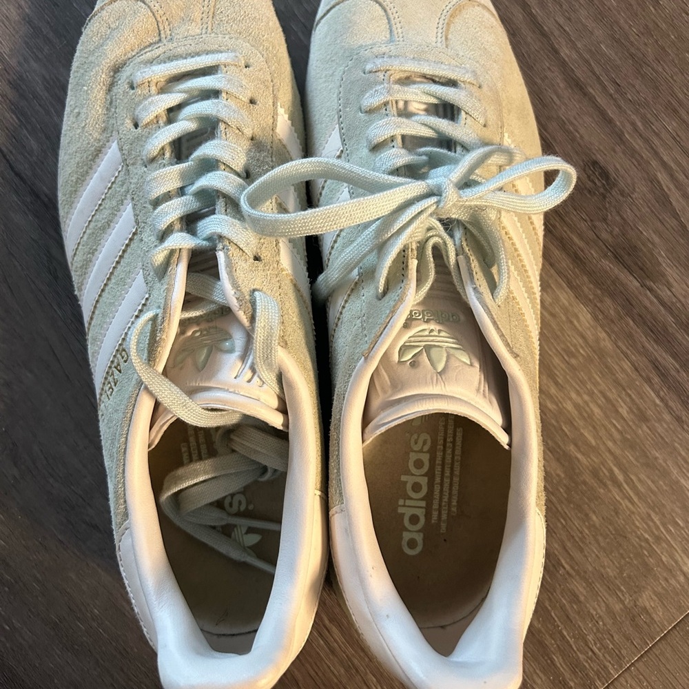 Adidas White and Green Classic Gazelle Sneakers